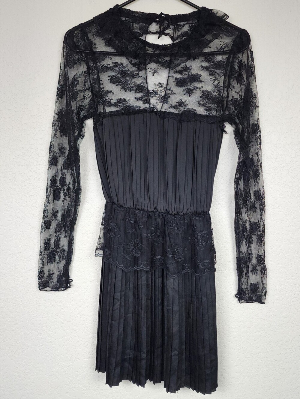 NWT $228 Free People Black Lace Mini Whimsigoth Dress